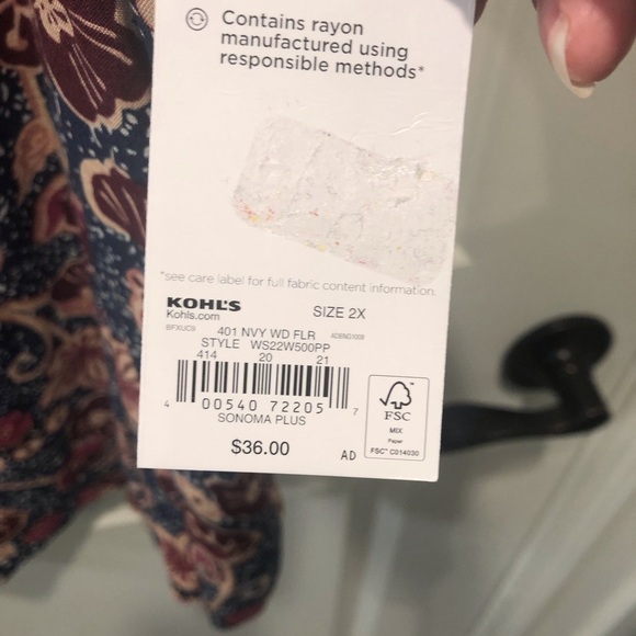 NWT Sonoma 2X Set of 2 Floral and Geometric Print Women's Tops Sleeveless - Picture 6 of 11